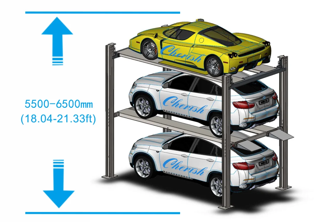 Garage Triple Stacker Equipment 3 Level Motor Parking Lift