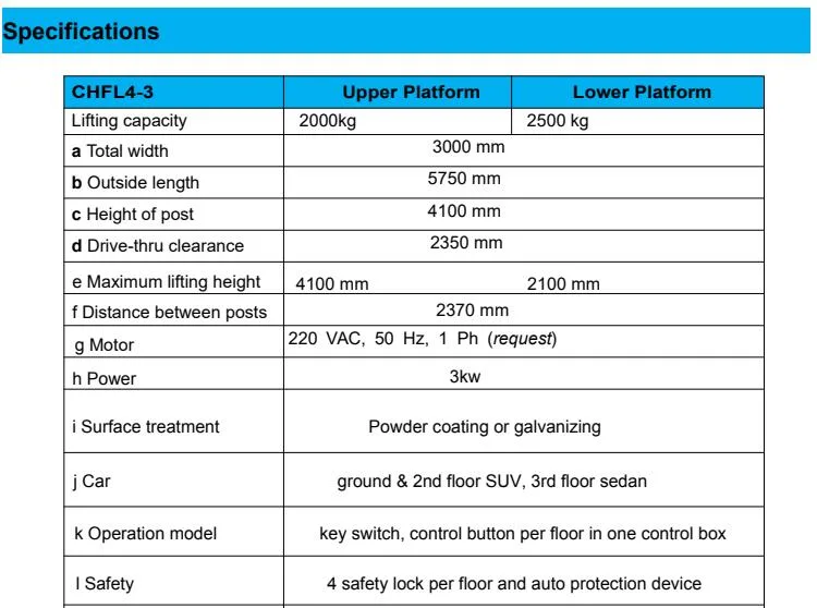 Garage Triple Stacker Equipment 3 Level Motor Parking Lift