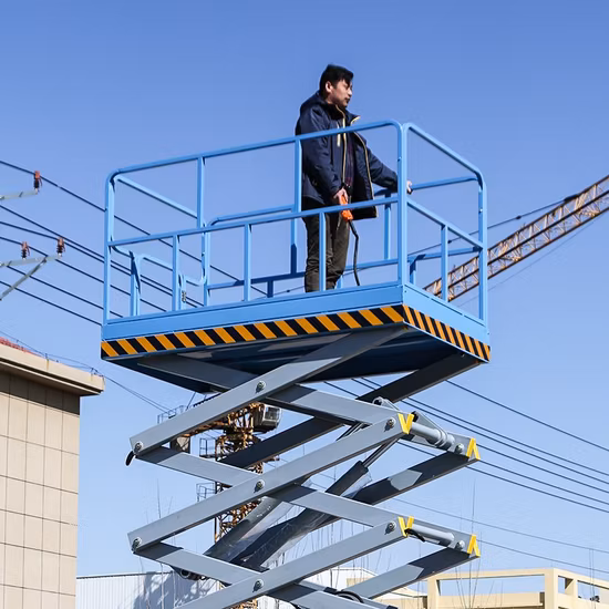 Elevador de tijera móvil portátil para uso en interiores o exteriores de fábrica/almacén/taller eléctrico hidráulico CE ISO 4m